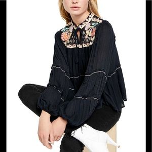 Free People In Vivid Embroidered Tiered Shirt